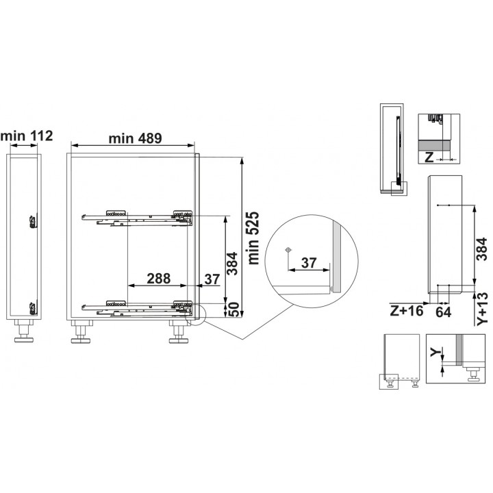 Hafele K-Line Şişelik 150 mm Antrasit Renk