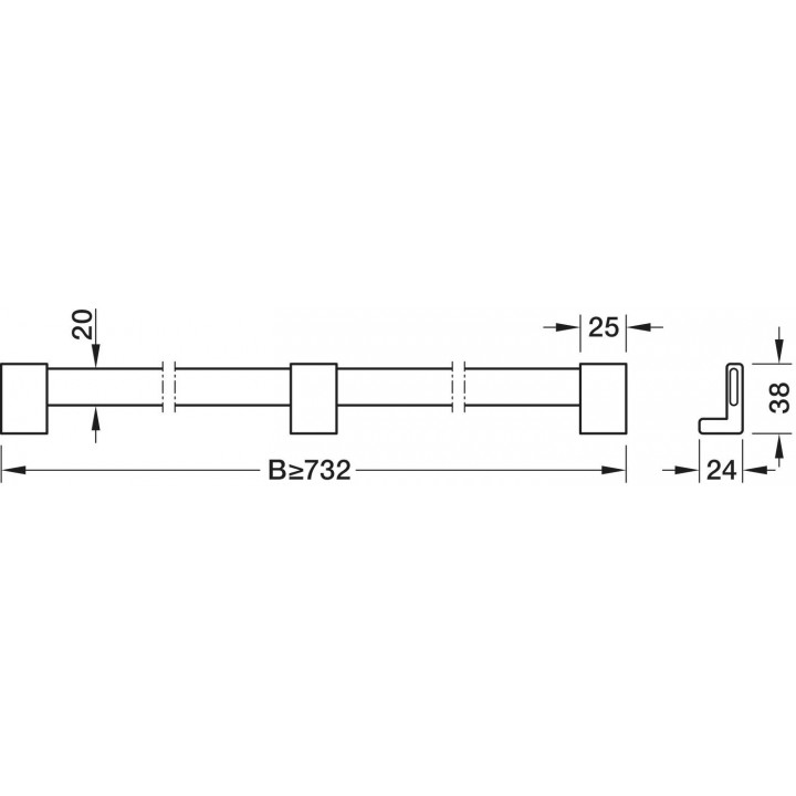 Hafele Kesseböhmer CONERO Ayakkabı Galeri Rayı 582 × 24 × 38 mm Siyah
