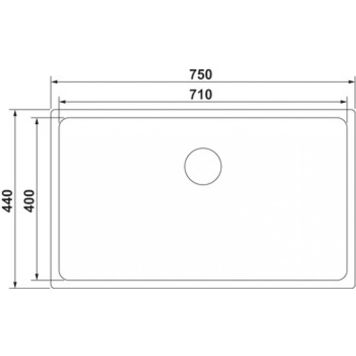 Hafele Velora 70 Eviye, Paslanmaz Çelik, 750 × 440 mm
