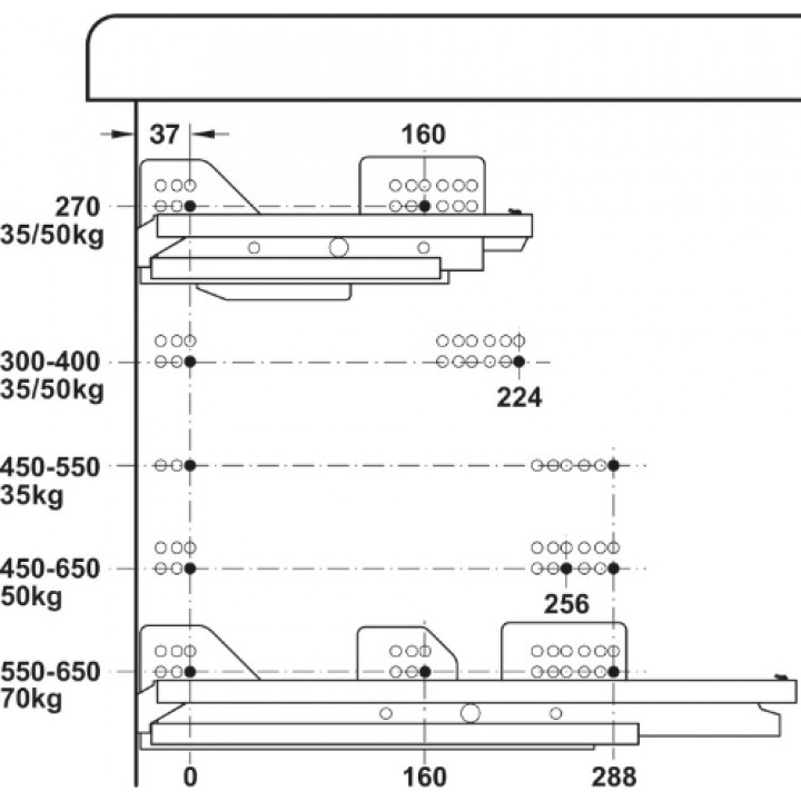 Hafele Matrix Box P Bas-Aç Çekmece Seti 450 mm Gri – 600 mm