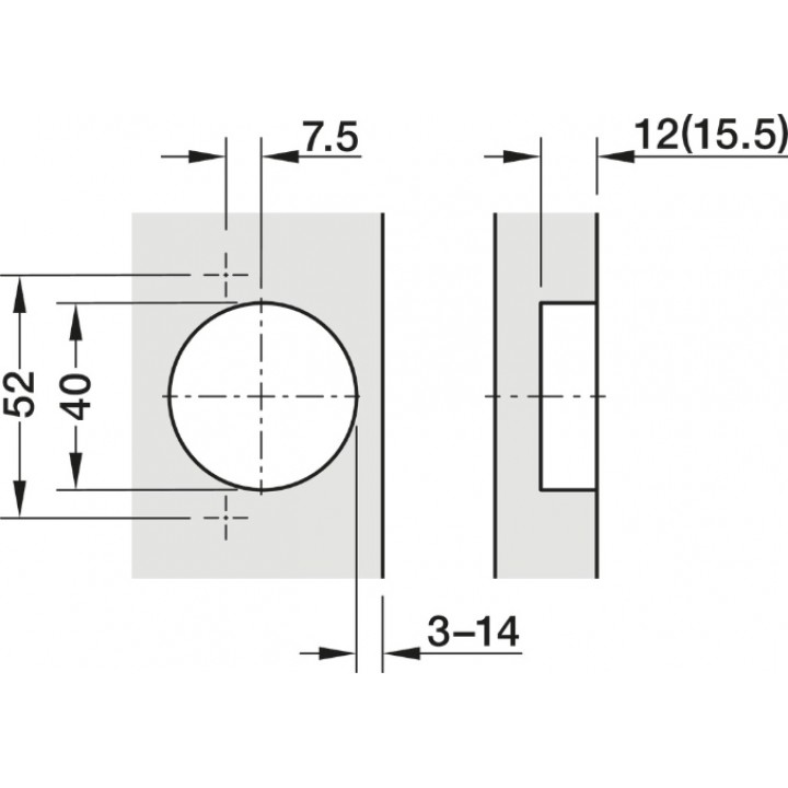 Hafele Metalla 510 A/SM Yavaşlatıcısız Kalın Kapak Yarım Deve Menteşe 40 mm Nikel