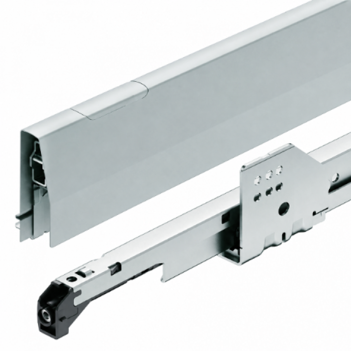 Hafele Matrix Box P Tam Açılım Raylı Kare Bordürlü Cam Ön Profilli İç Çekmece Seti Yavaşlatıcılı 450 mm Gri 600 mm Dolap Genişliği İçin