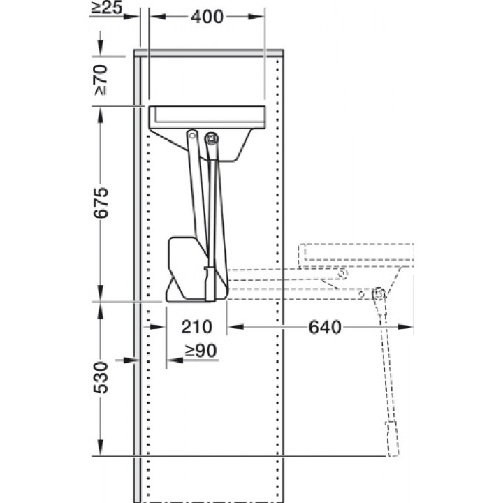 Hafele Kesseböhmer Conero TOP Gardırop Asansörü 500–680 mm Siyah