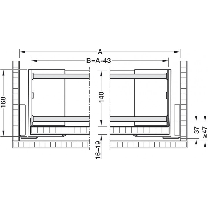 Hafele Kesseböhmer Conero Çekmeli Ayakkabılık 570–630 mm Siyah
