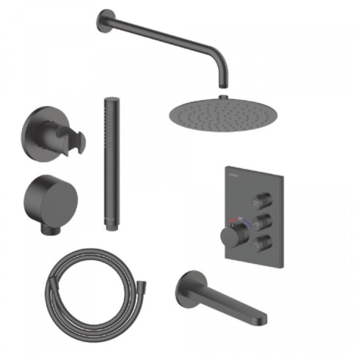 Hafele MASTERMIX 3F Termostatik Ankastre Duş Seti Set-8 Mat Siyah