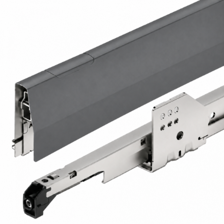 Hafele Matrix Box P Çift Yanaklı Çekmece Sistemi Bas-Aç Yavaşlatıcılı 500 mm Antrasit
