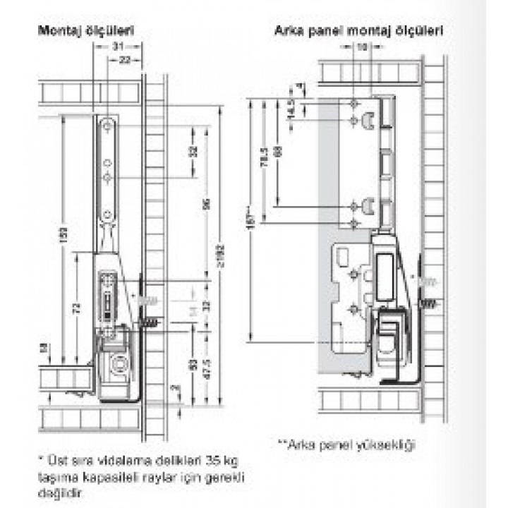 Hafele Matrix Box P Tam Açılım Raylı Buzlu Cam Bordürlü Çekmece Seti Yavaşlatıcılı 500 mm Antrasit