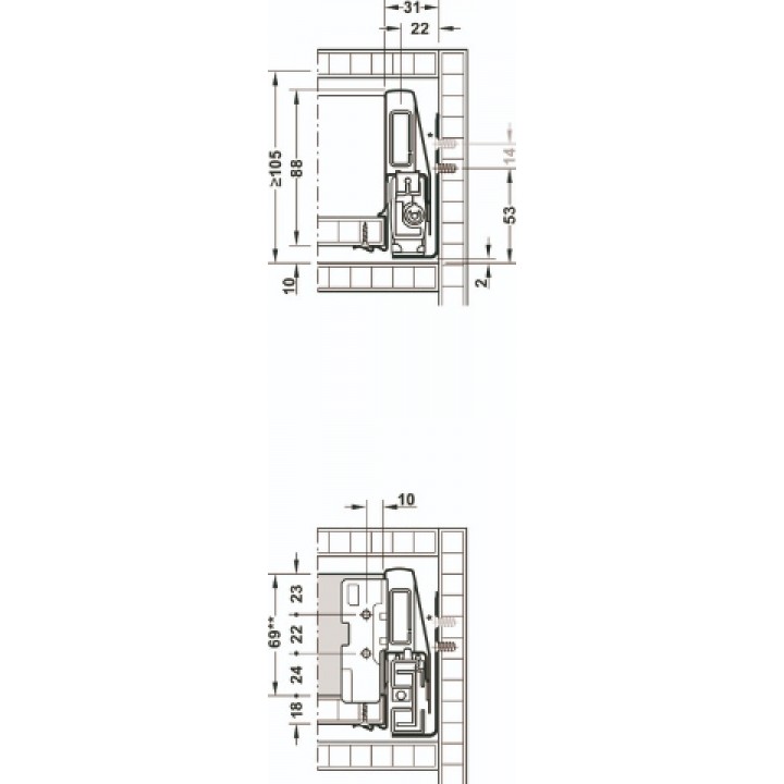 Hafele Matrix Box P Tam Açılım Raylı İç Çekmece Seti Yavaşlatıcılı 300 mm Gri 900 mm Dolap Genişliği İçin