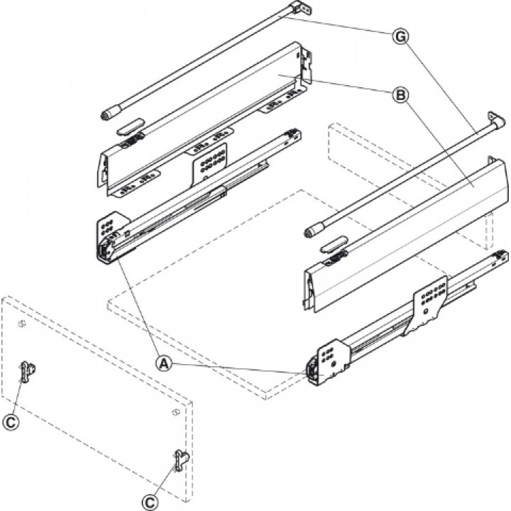 Hafele Matrix Box P Yuvarlak Bordürlü Çekmece Seti 500 mm Antrasit