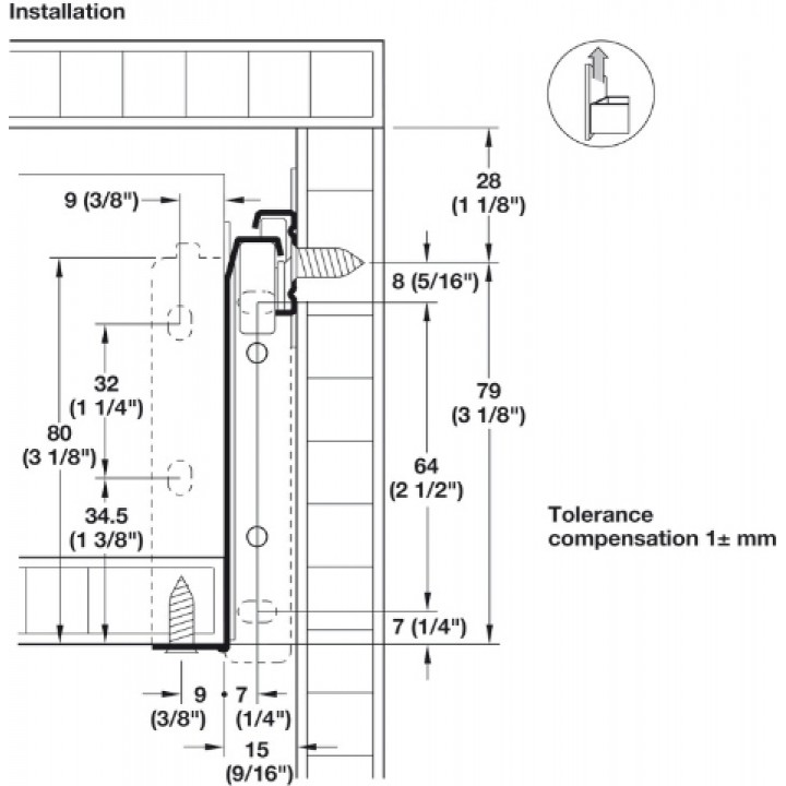 Hafele Matrix Box Tek A25 Çekmece Yan Ray Sistemi Tek Yanaklı 270 mm Beyaz RAL 9010