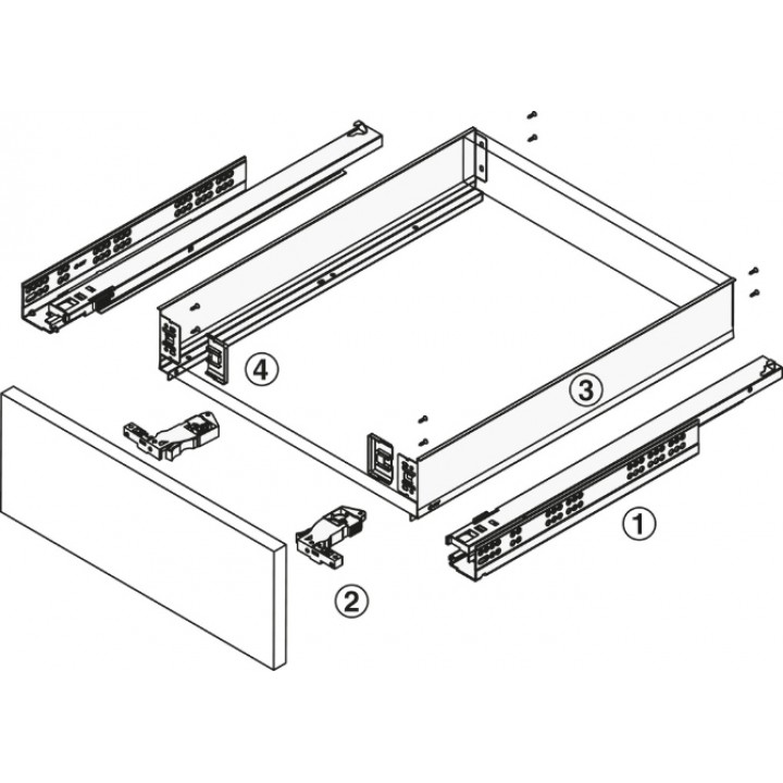 Hafele MINIMALIST Yavaşlatıcılı Tam Açılım Çekmece Sistemi H90 mm 300 mm Antrasit