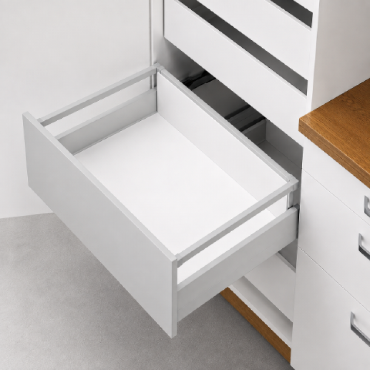 Hafele Matrix Box P Tam Açılım Raylı Kare Bordürlü İç Çekmece Seti Yavaşlatıcılı 450 mm Gri 1200 mm Dolap Genişliği İçin