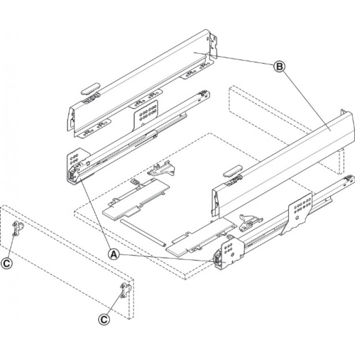 Hafele Matrix Box P Bas-Aç Çekmece Seti 450 mm Gri – 600 mm