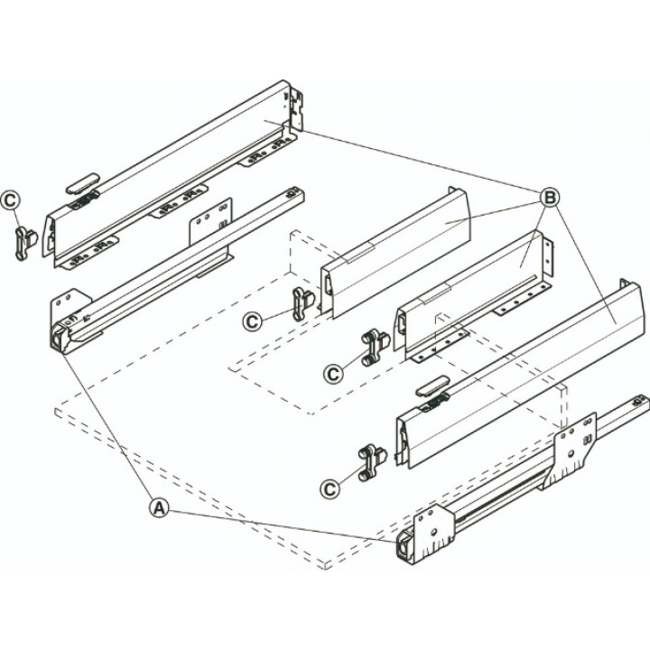 Hafele Matrix Box P Yavaşlatıcılı Bordürlü Eviye Altı Çekmece Sistemi 350 mm Beyaz