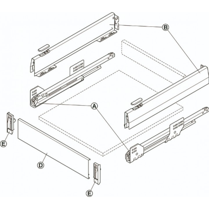 Hafele Matrix Box P Tam Açılım Raylı İç Çekmece Seti Yavaşlatıcılı 300 mm Gri 900 mm Dolap Genişliği İçin