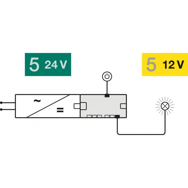 Hafele Loox5 Dönüştürücü 24 V - 12 V 60 W 6 Çıkışlı Siyah
