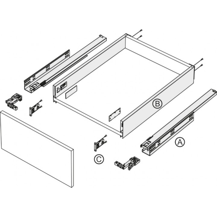 Hafele SLIM BOX Yavaşlatıcılı Çekmece Sistemi 300 mm Antrasit
