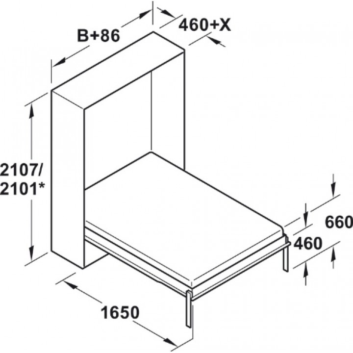Hafele Teleletto Style Katlanır Yatak Donanımı 900 × 2000 mm 300 kg Grafit