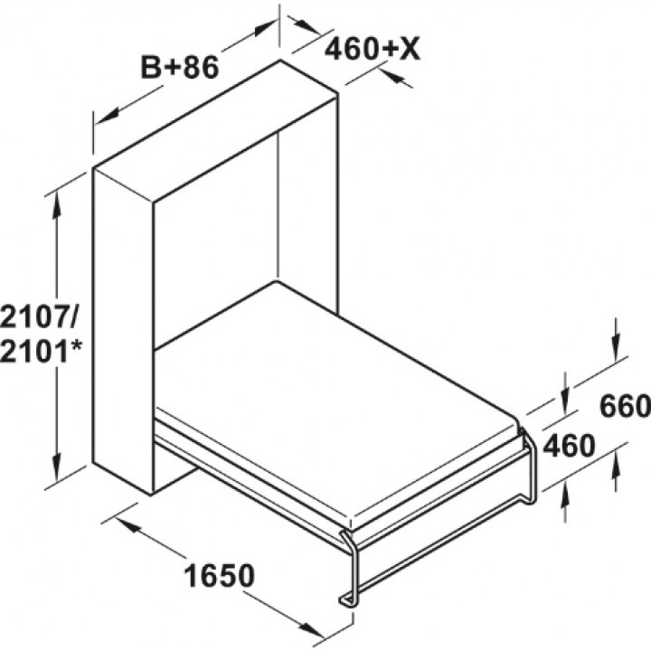 Hafele Teleletto Style Katlanır Yatak Donanımı 900 × 2000 mm 300 kg Grafit