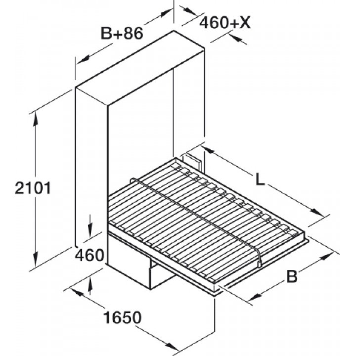 Hafele Teleletto Style Katlanır Yatak Donanımı 900 × 2000 mm 300 kg Grafit