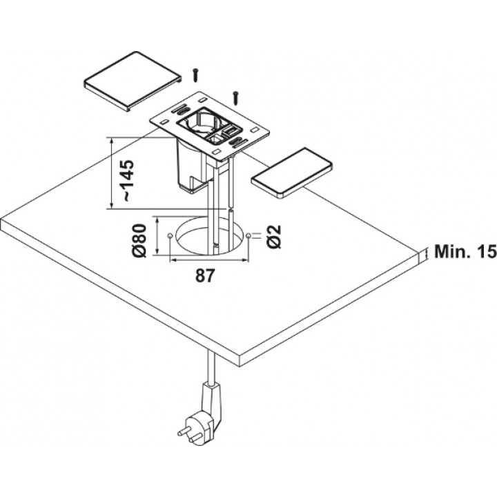 Hafele V-PAD Priz Sistemi Siyah