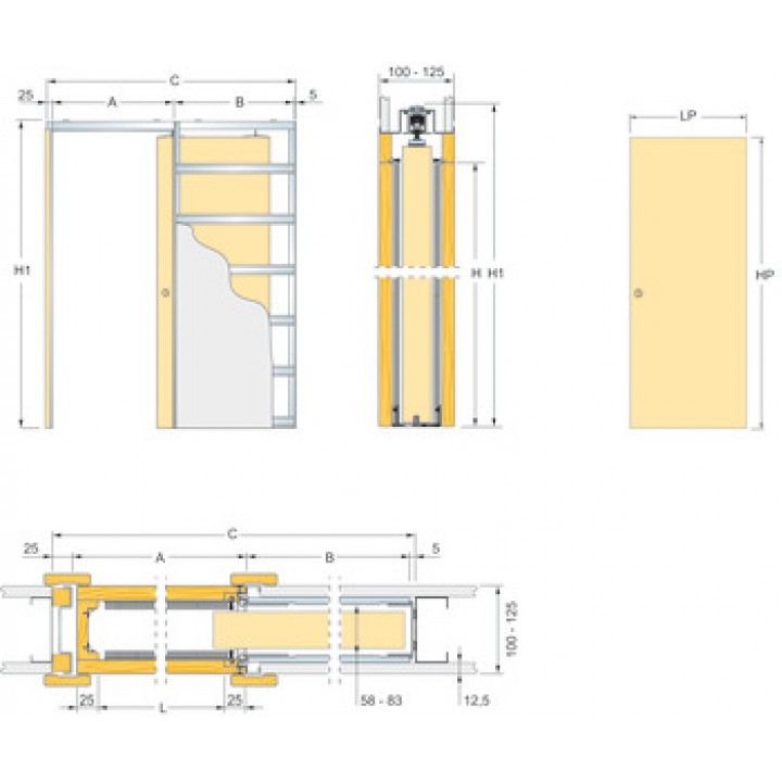 Hafele Unico Duvar İçi Tek Kanat Kayar Kapı Sistemi 950 × 2100 mm