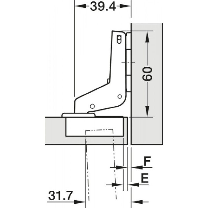 Hafele Metalla 510 A/SM Yavaşlatıcısız Kalın Kapak Süper Deve Menteşe 40 mm Nikel