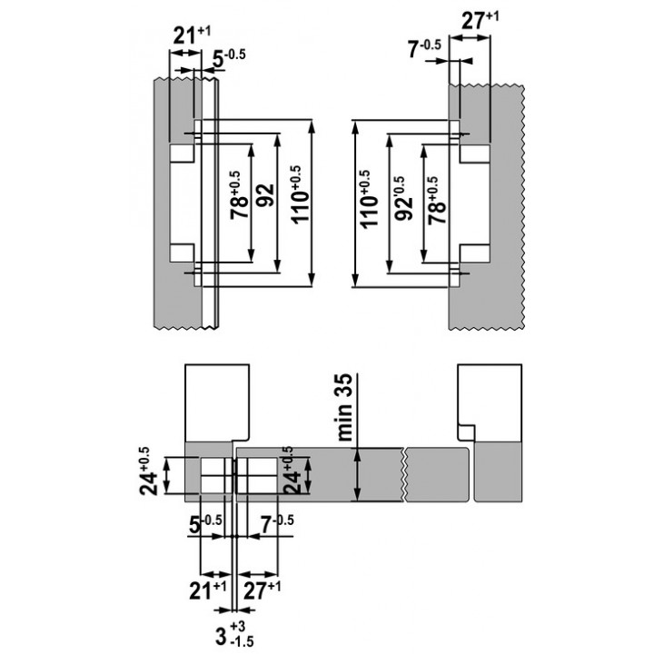 Hafele Gizli Kapı Menteşesi CDH 40S, Mat Siyah, 52 kg | 42 Li Paket
