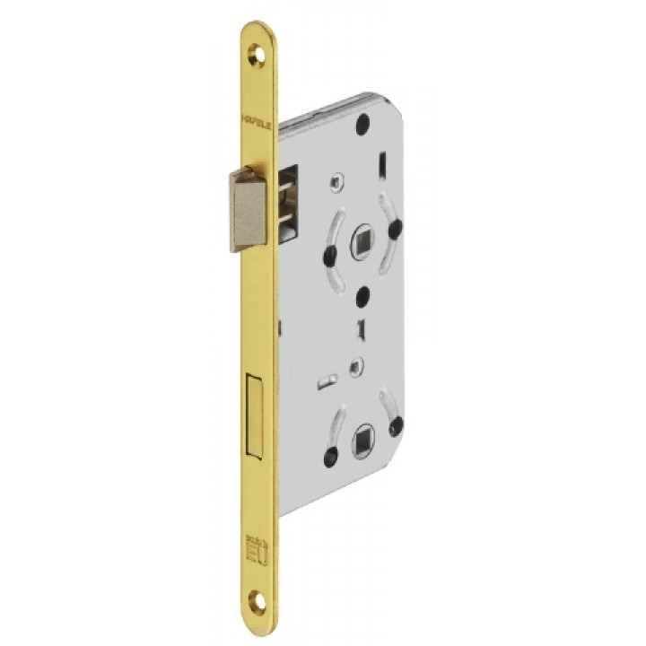 Hafele H55.02 Metal Dilli Gömme Kapı Kilidi Banyo Tipi (WC) 55/20 mm Parlak Altın DIN Sağ