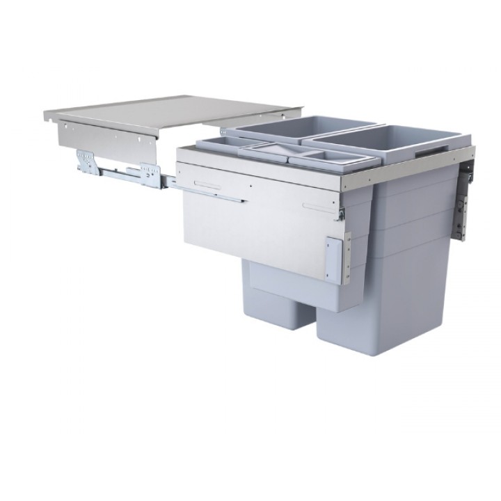 Hafele EURO CARGO QUADRO 38 + 38 + 12 + 2,5 Litre Dolap İçi Çöp Kovası Gri 