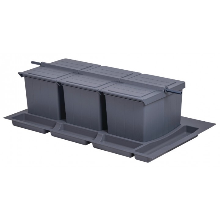 Hafele COVERT 3 × 12 Litre Çekmece İçi Çöp Kovası Antrasit 