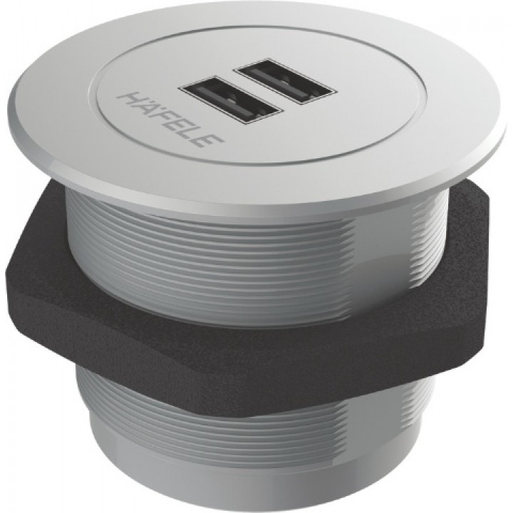 Hafele PORT 2 x USB-A Şarj Ünitesi 12 V Mat Krom