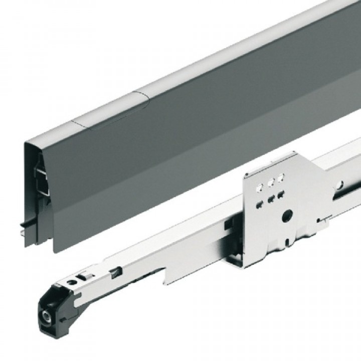 Hafele Matrix Box P Tam Açılım Raylı Kare Bordürlü Cam Ön Profilli İç Çekmece Seti Yavaşlatıcılı 450 mm Antrasit 900 mm Dolap Genişliği İçin 