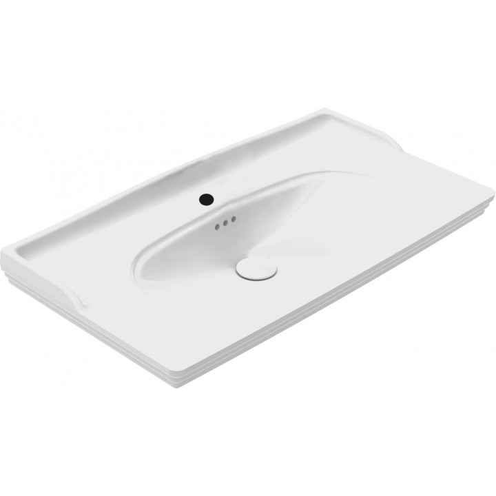 Hafele Empress 90-1 Etajerli Banyo Lavabosu 90 cm Tek Batarya Delikli Parlak Beyaz 