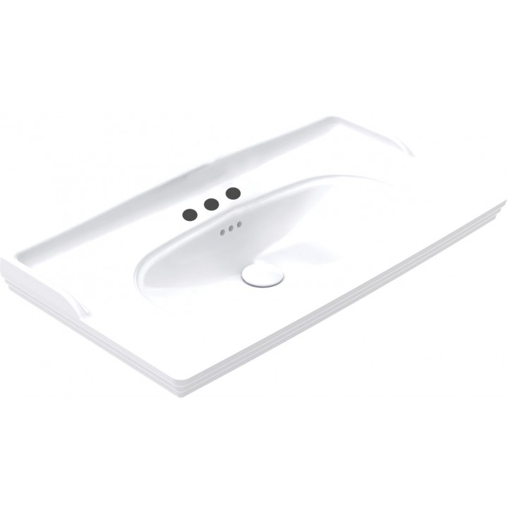 Hafele Empress 90-3 Etajerli Banyo Lavabosu 90 cm 3 Batarya Delikli Parlak Beyaz 