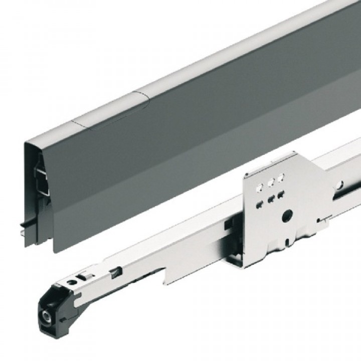 Hafele Matrix Box P Tam Açılım Raylı Şeffaf Cam Bordürlü Çekmece Seti Yavaşlatıcılı 500 mm Antrasit
