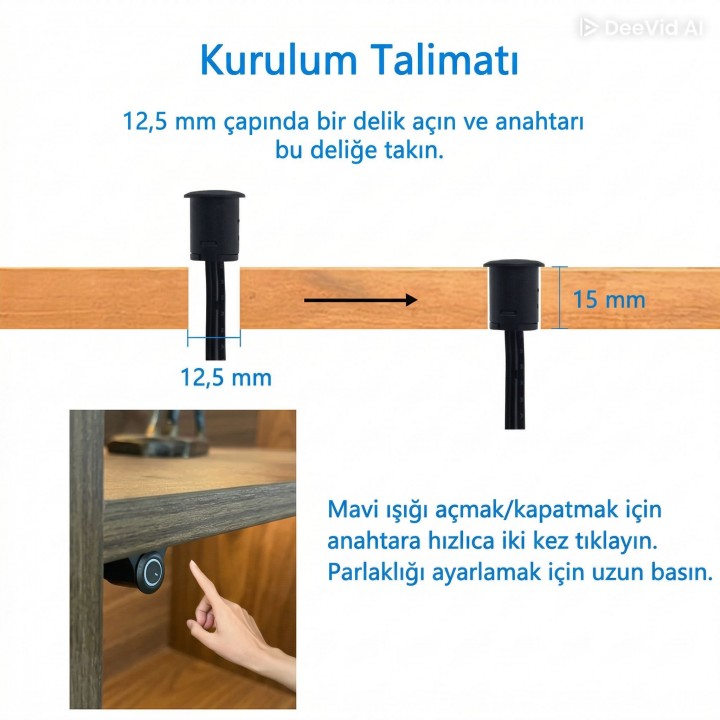 Led Açma Kapama Sensörü Dokunmatik 12 V 2000 mm