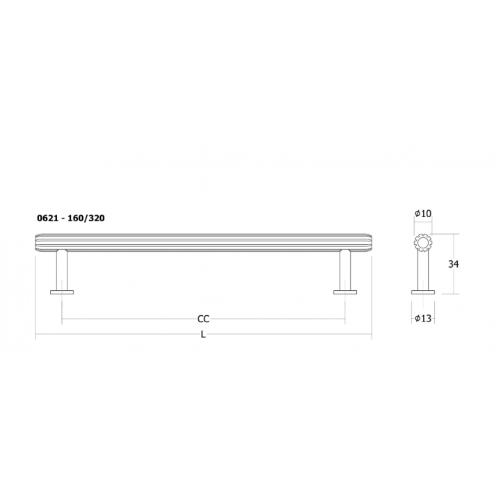 Viefe Rille Akslı Kulp 320 mm Mat Altın
