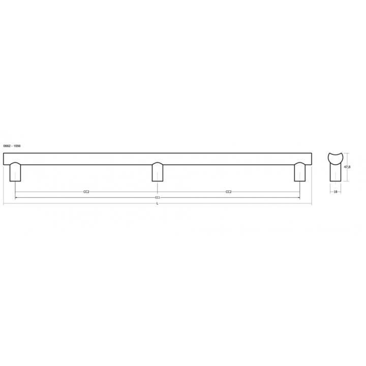 Viefe Moon Kapı Çekme Kolu Tek Taraf 384 mm Fırçalı Bronz