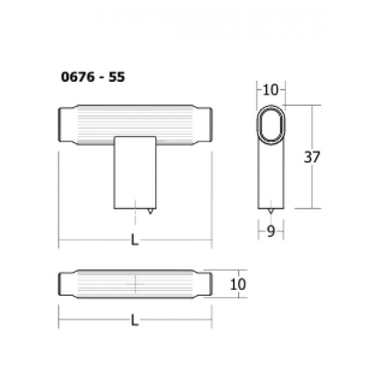 Viefe Brooklyn T Düğme Kulp 55 mm Mat Altın