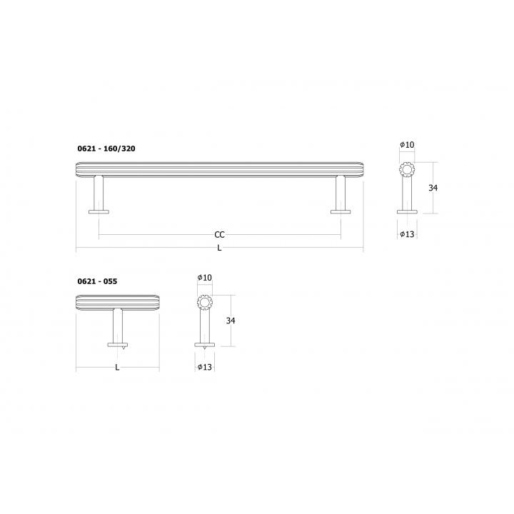 Viefe Rille Düğme Kulp 55 mm Paslanmaz Çelik