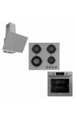 Hafele Orion Ankastre Set 8 | 60 cm Gri Cam Ankastre Fırın + 60 cm Wok Gözlü Gazlı Cam Ocak + 60 cm Eğik Cam Davlumbaz