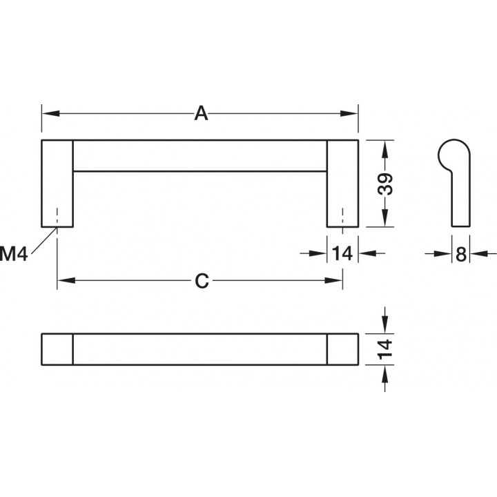 Hafele Deco 2510 Mobilya Kulpu 160mm Mat Siyah