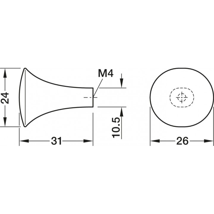 Hafele Deco H2525 Düğme Kulp 26 mm Antik Gümüş